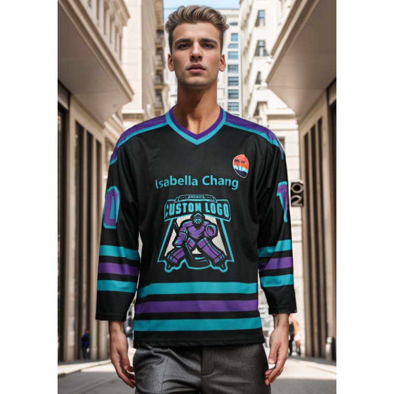 Custom sports black hockey jersey